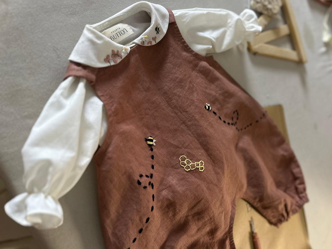 Vintage pink Bee Romper